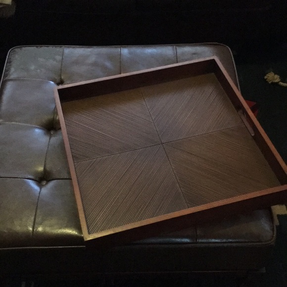 Oversized Crate & Barrel carved square tray - Picture 2 of 9